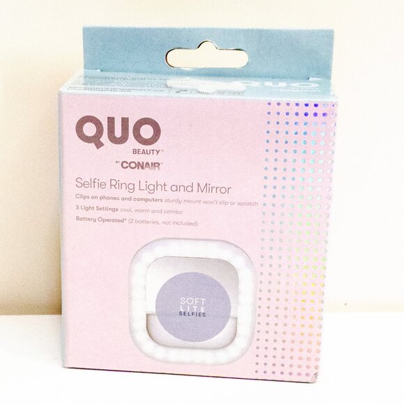 Quo Beauty by CONAIR Selfie Ring Light and Mirror Clip On for Phones & Computers - Picture 1 of 5